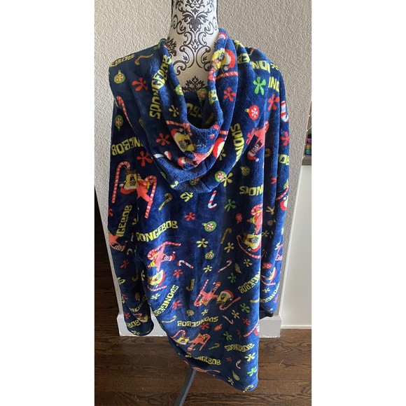 SpongeBob Squarepants Blanket Hoodie Pullover Robe Hooded One Size Patrick Xmas - Picture 6 of 9
